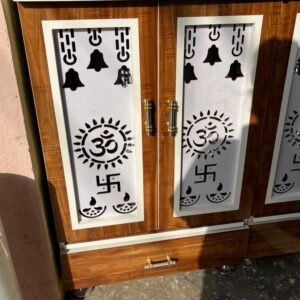 Modern Wooden Mandir with Auspicious CNC Design