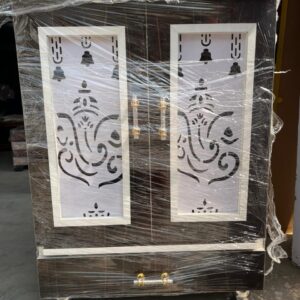 Modern Wooden Mandir with Auspicious CNC Design