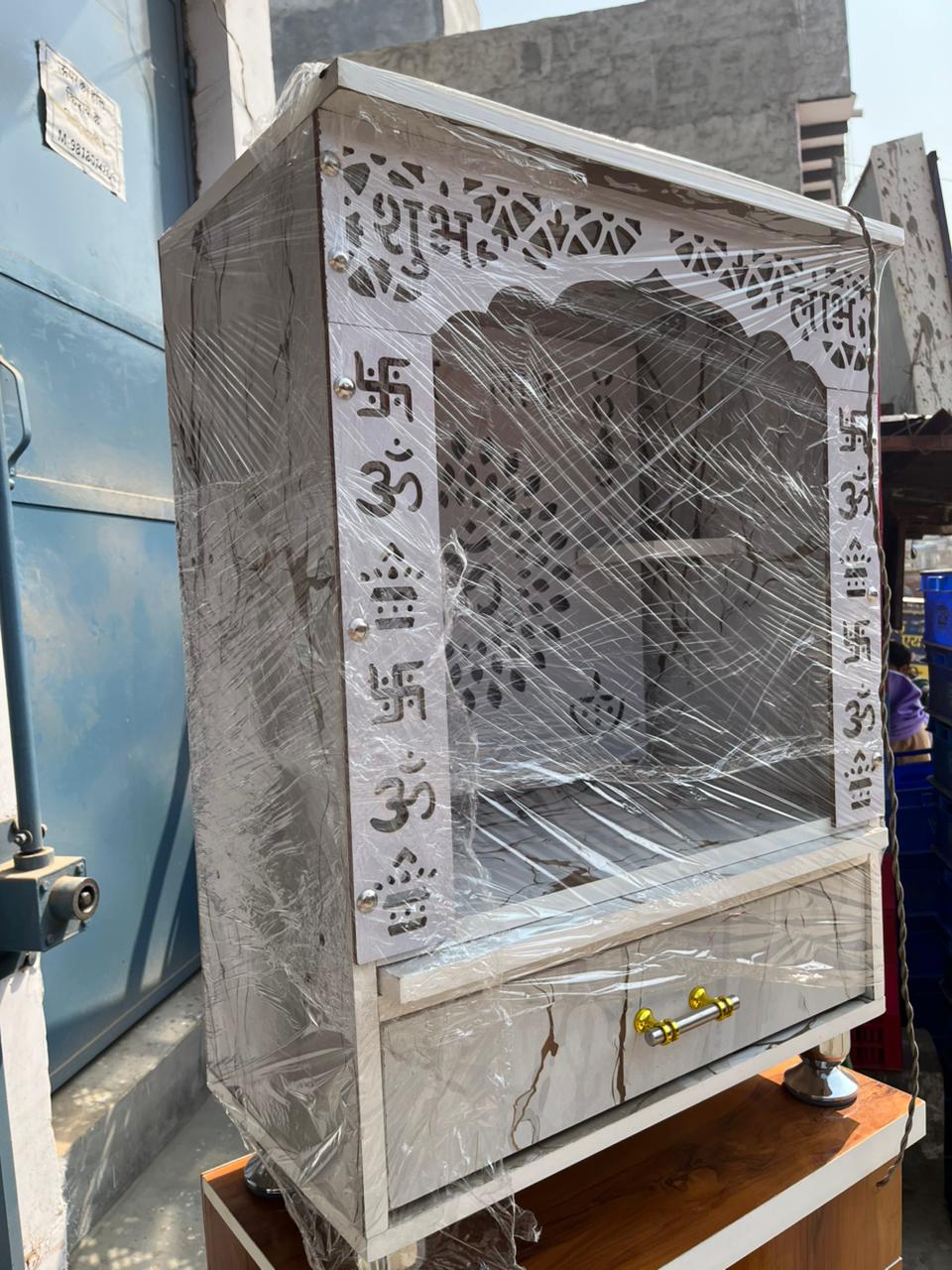 Modern Wooden Mandir with Auspicious CNC Design - Image 2