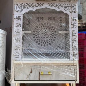 Modern Wooden Mandir with Auspicious CNC Design