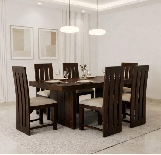 Premium Wooden Dining Table Set with Cushioned Chairs