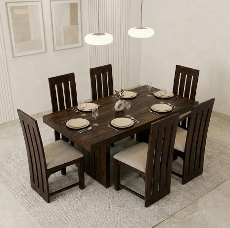 Premium Wooden Dining Table Set with Cushioned Chairs - Image 2