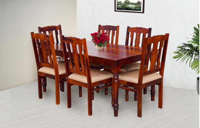 Premium Wooden 6 Seater Dining Table & Chair Set