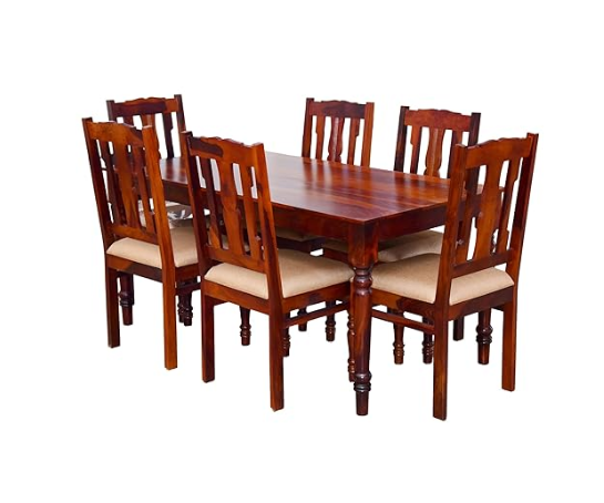 Premium Wooden 6 Seater Dining Table & Chair Set - Image 2