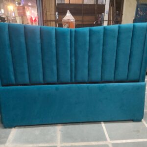 Luxury Teal Velvet Upholstered Bed Headboard with Vertical Panels