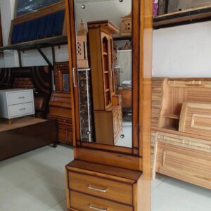 Modern Wooden Dressing Unit with Large Mirror and 2 Drawer Storage
