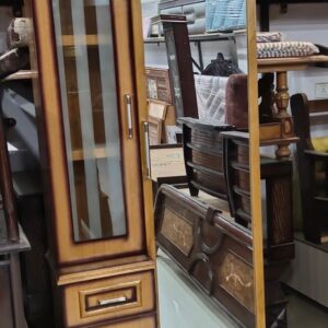 Modern Wooden Dressing Table with Full-Length Mirror, Glass Cabinet & Storage Drawer
