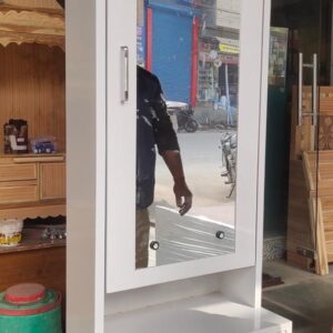 Modern White Dressing Table with Mirror and 2 Storage Drawers