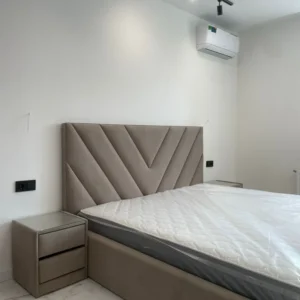 Modern V-Shaped Chevron Tufted Fully Upholstered Bed Frame