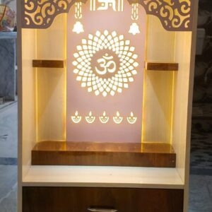 Premium Home Temple with Shubh Labh Cutwork Panel